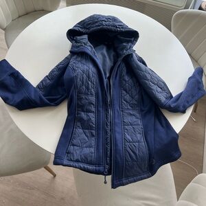 Navy Equestrian Quilted Sport Hooded Jacket